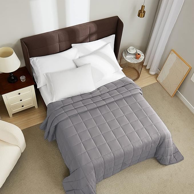 L'AGRATY Weighted Blanket - 88"x104" 25lbs Cooling Breathable Heavy Blanket Microfiber Material with Glass Beads for Adult All-Season Summer Fall Winter Soft Thick Comfort