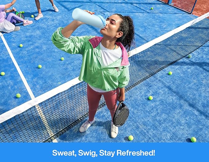 26 oz Insulated Water Bottle with 2-in-1 Straw and Spout Lid, Keep Cold 24H, Leak-Proof, Fits in Car Cup Holder, Stainless Steel Water Bottle for Sports, Travel, Gym, and School (Tidal Echo)