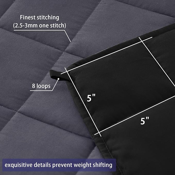 King Size Weighted Blanket for Adults (20 lbs, 80” x 87”, Grey& Black) Cooling Heavy Blanket for Sleeping Perfect for 190-210 lbs, Breathable Blanket for Adults & Couple All Season, Machine Washable