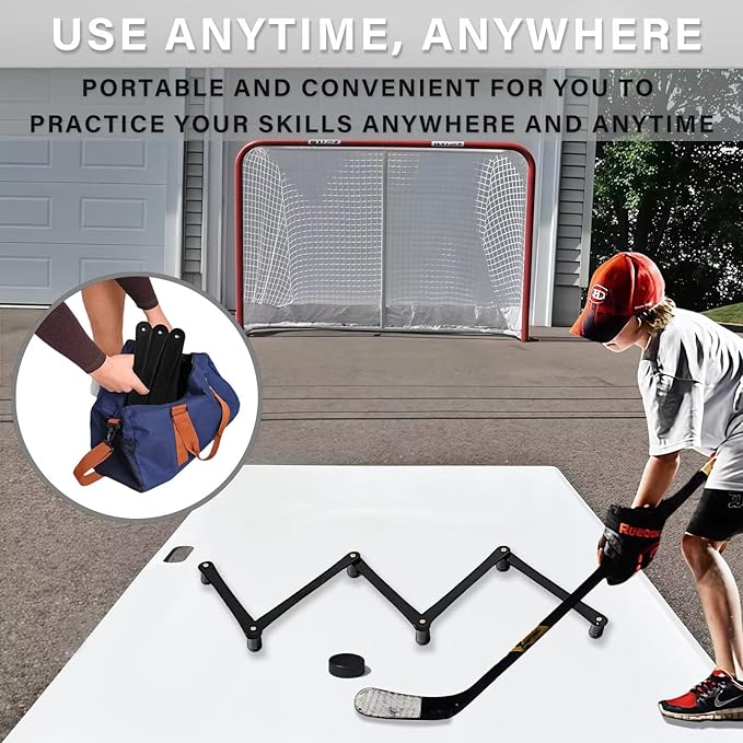 Lightweight Hockey Stick Handling Training Equipment for Enhanced Handling, for Puck Control - Solid, Portable, Durable and Multi-Angle Adjustable, Black