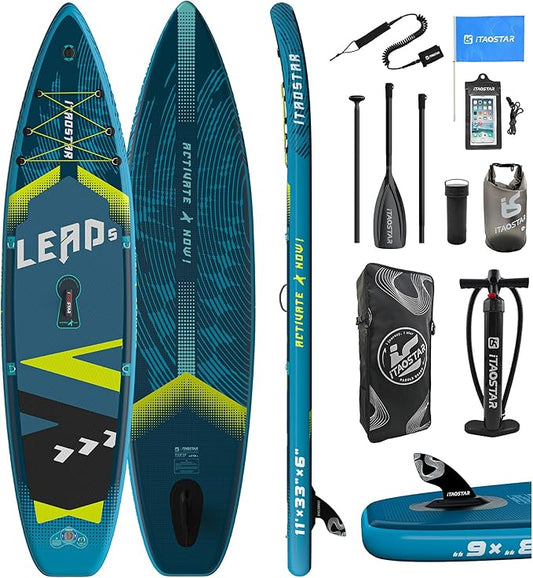 Lead 11‘ x 33" / 12’×35" Inflatable Stand Up Paddle Board - Premium SUP Board Kit - Ultra Stable Paddleboard for Adults & Youth - All Skill Levels - for Lakes, Oceans