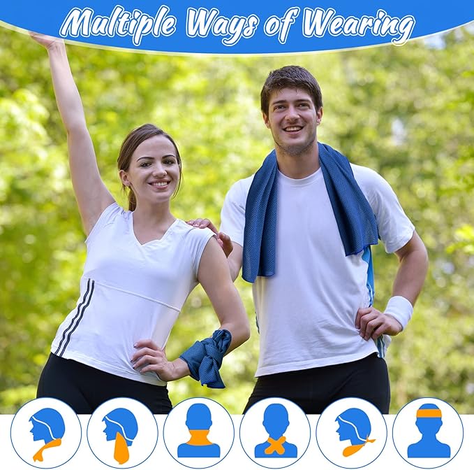 20 Pcs Cooling Towel 40 x 12 Ice Towel for Neck and Face Microfiber Chilly with Bag Breathable Yoga Gym Stay Cool Towels Sweat Rag for Workout Running Camping Pilates Beach Accessories (Royal Blue)