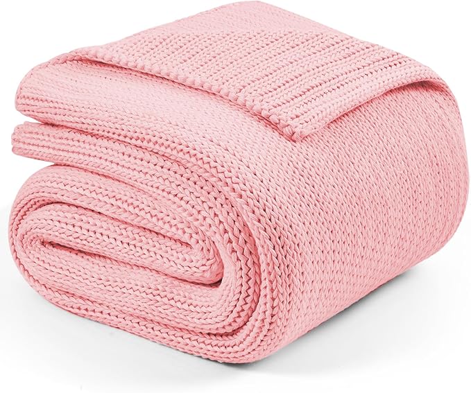 L'AGRATY Knitted Weighted Blanket - 48"x72" 12lbs Cooling Chunky Knit Heavy Blanket for Adults Braided Crochet Throw Thick Cable Yarn Knit Decorative No Beads Evenly Weighted Machine Washable