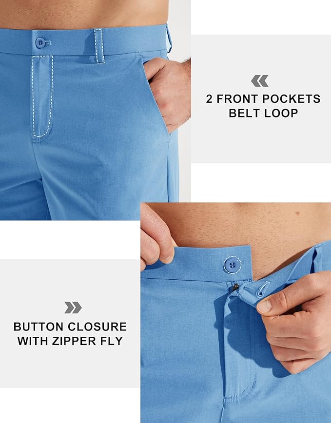 Libin Mens Golf Pants Stretch Work Dress Pants 30"/32"/34" Quick Dry Lightweight Casual Comfy Trousers with Pockets