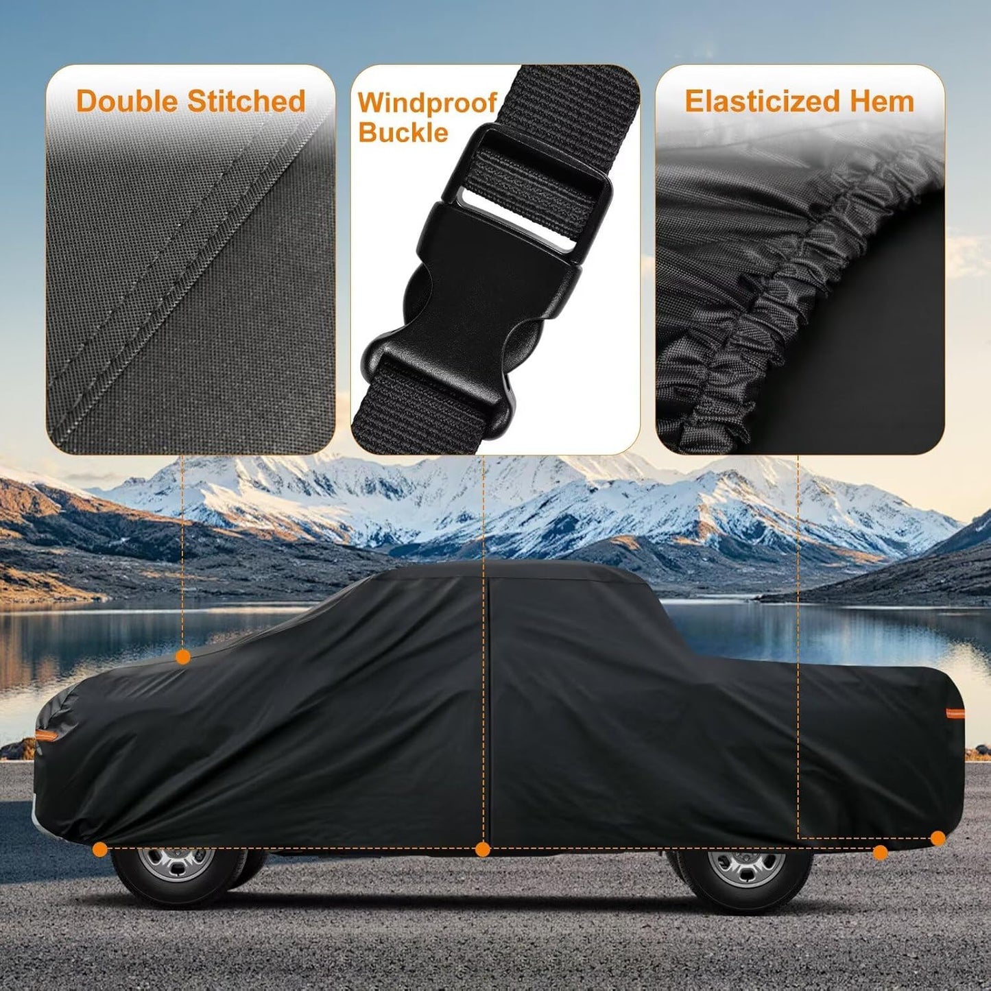 Kayme Truck Cover Custom Fit Chevrolet Silverado 2500HD(1998-2025) Extended/Crew Cab LB. Full Exterior Heavy Duty Outdoor Pickup Truck Car Cover Waterproof All Weather.Car Tarp Sun Dust Protection.