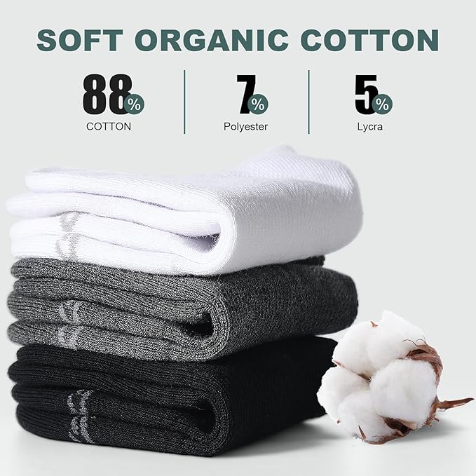 Lapulas 6 Pack Men's Ankle Socks with Cushion, Cotton Quarter Socks for Sport Training Running