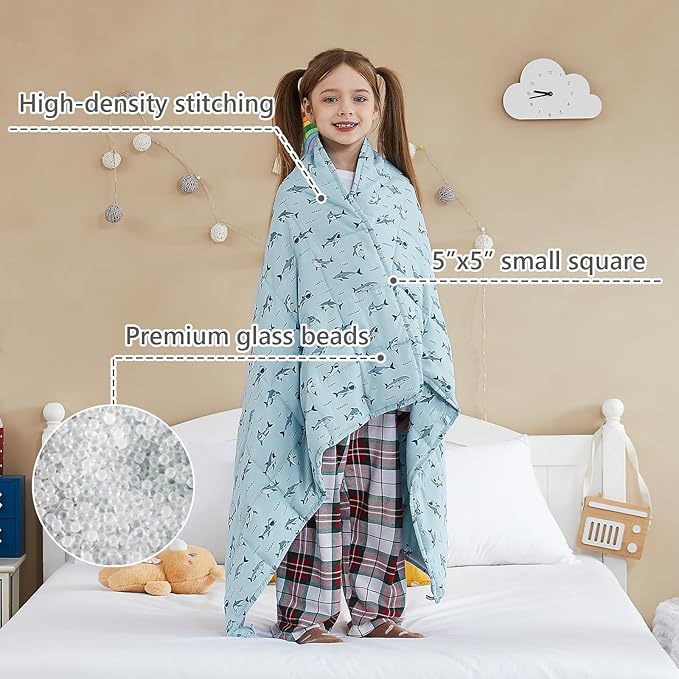 L'AGRATY Weighted Blanket - 40"x60" 10lbs Breathable Weighted Blanket Microfiber Material with Glass Beads