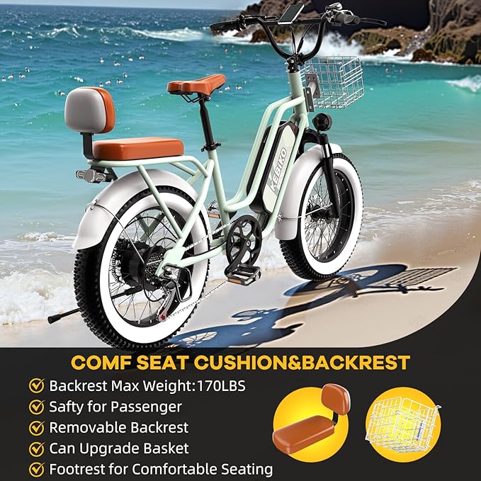 1500W Electric Bike for Adults,48V 20/60Ah Removable Battery Max Range 80Miles & 30MPH Electric Bicycle,20''×4" Fat Tire Ebike,Adult Electric Bicycles for Commute Beach Snow,E-Bike UL Certified