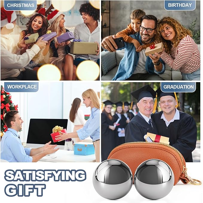 1.4lb, 2.2-inch Baoding Balls: Chinese Balls for Hand Therapy, Hand Massage, Tai Chi Balls, Meditation Balls — Suitable for Home/Office Exercise, Stress Relief, Anxiety Reduction, and as Holiday Gifts