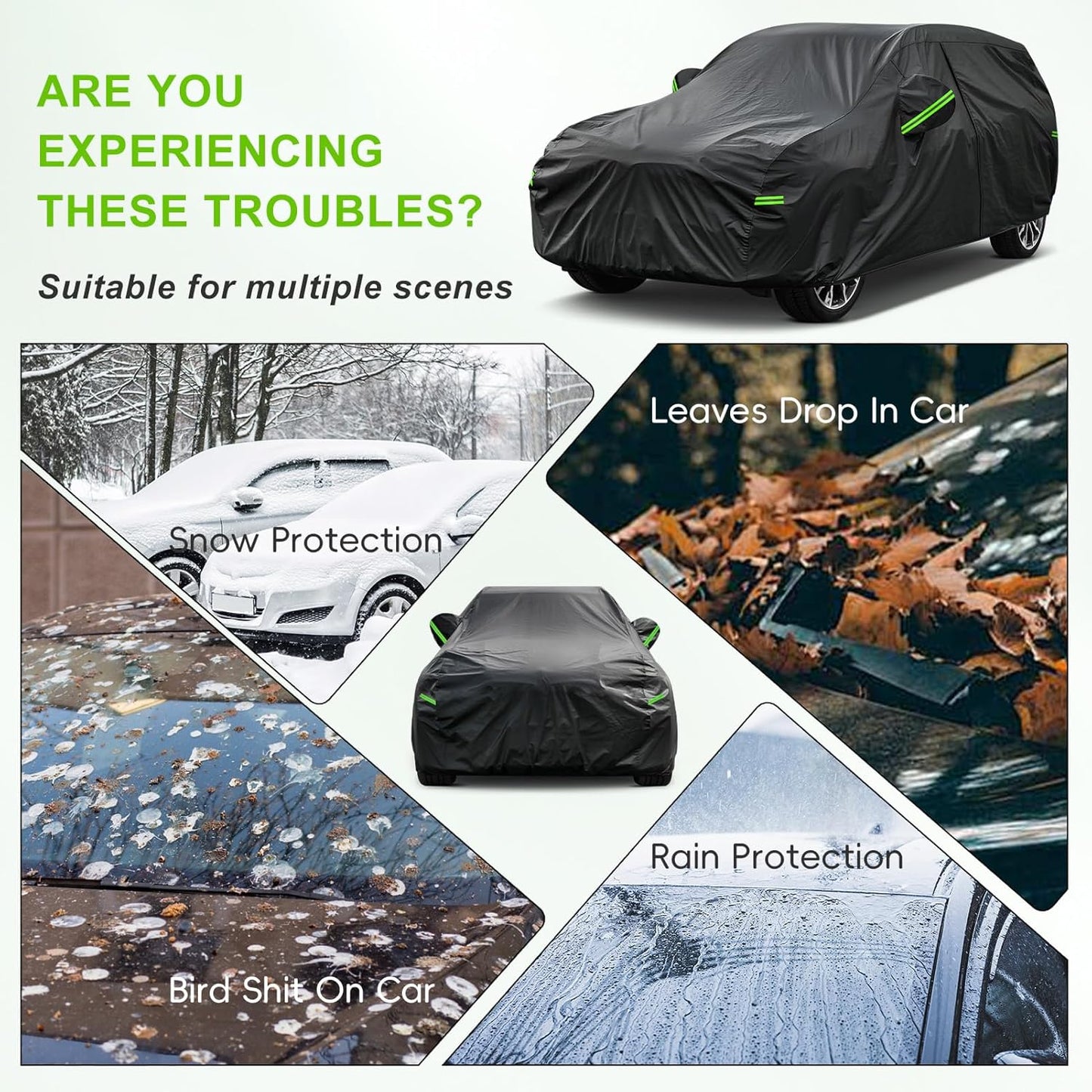 KouKou Car Cover Waterproof All Weather, 7 Layers Outdoor Car Cover for Automobile, Universal Fit Nissan Versa, Acura Integra/RSX,Toyota Corolla Celica, Subaru BRZ, ect.(Length up to 177 inch)