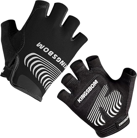 KINGSBOM Breathable Cycling Gloves, Shock-Absorbing Bike Gloves with Light Silicone Gel Pad, Anti-Slip Bicycle Gloves for Men and Women