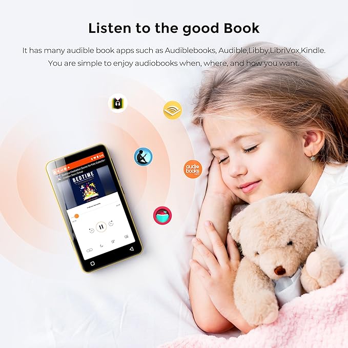 160GB MP3 Player with Bluetooth and WiFi, innioasis Music Player with Spotify,Pandora,Amazon Music,4" Touch Screen Android MP4 MP3 Player for Kids with Libby,Audible(Black_Gold)