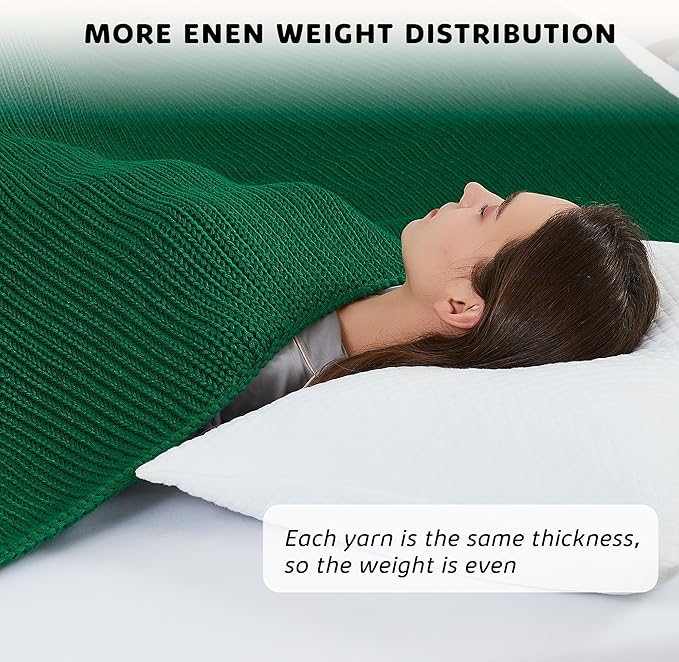 L'AGRATY Knitted Weighted Blanket - 48"x72" 12lbs Cooling Chunky Knit Heavy Blanket for Adults Braided Crochet Throw Thick Cable Yarn Knit Decorative No Beads Evenly Weighted Machine Washable