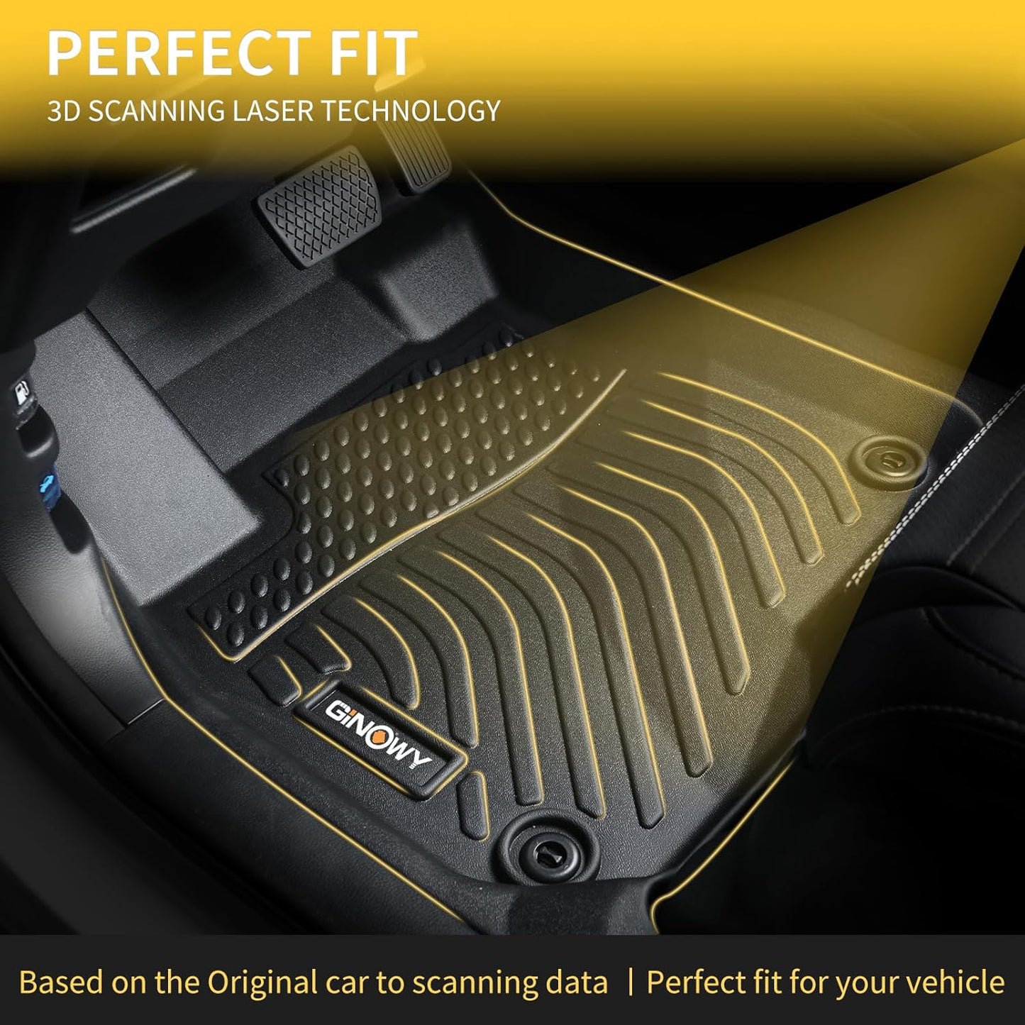 GINOWY- Floor Mats for Mazda 3 2018-2014 Only FWD, TPE All Weather Protection Car Mats for Mazda 3 2018 Non-Slip Floor Liners Waterproof Heavy Duty Automotive Accessories Black