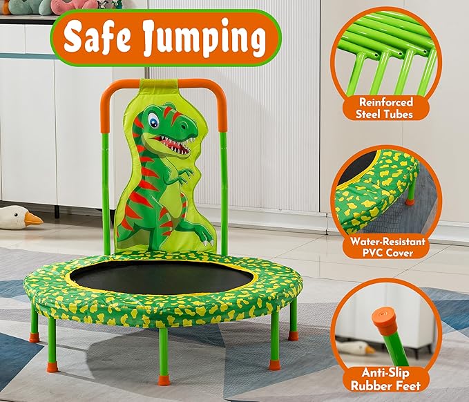 36" Trampoline with No-Gap Design, Mini Trampoline for Kids, 3FT Indoor/Outdoor Rebounder with Handle