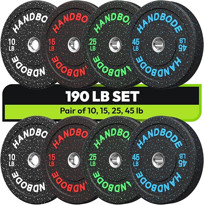 2-Inch Bumper Plates High Bounce, Olympic Weight Plate Set 45/100/160/190/260/300lb, Barbell Weight Plates Set for Home Gym, Colored Weights Rubber Strength Training Plate for Weight Lifting