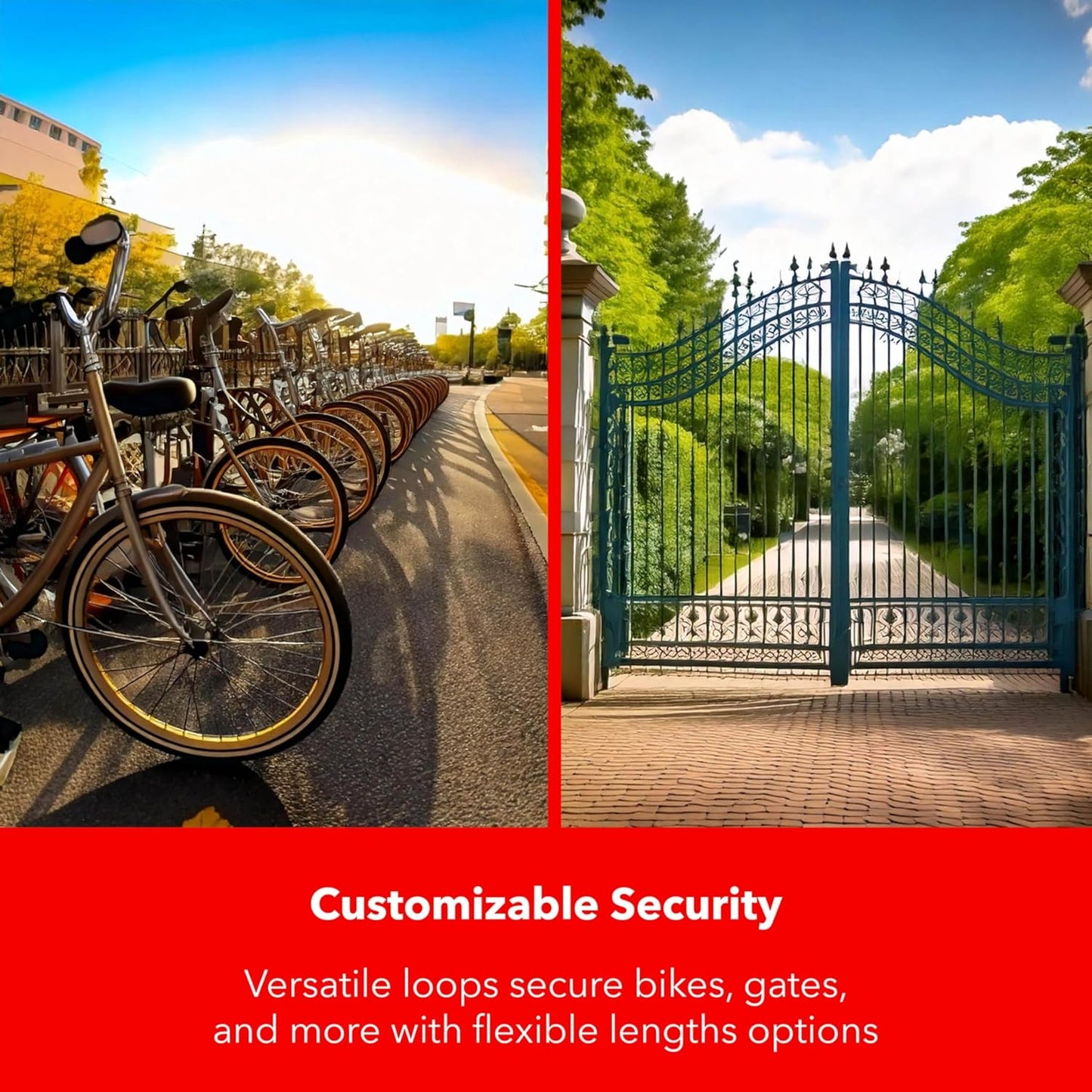 Heavy-Duty Chain Lock – 3.94ft Hardened Steel, 10mm Cut-Resistant Links, PVC Weatherproof Coating – Ultimate Anti-Theft Protection for Bikes, Motorcycles, Gates & Fences, High-Security Design