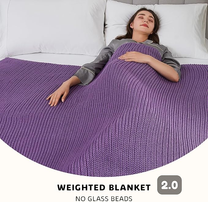L'AGRATY Knitted Weighted Blanket - 60"x80" 15lbs Cooling Chunky Knit Heavy Blanket for Adults Braided Crochet Throw Thick Cable Yarn Knit Decorative No Beads Evenly Weighted Machine Washable