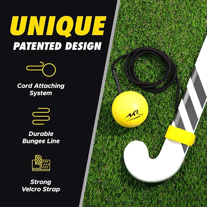 LLC - Hockey Trainer, Professional Field Hockey Ball for Solo Hockey Training, Off-Field Speed Training System, Hockey Stick Handling Balls, Portable with Sturdy Bungee Line, 1 Count