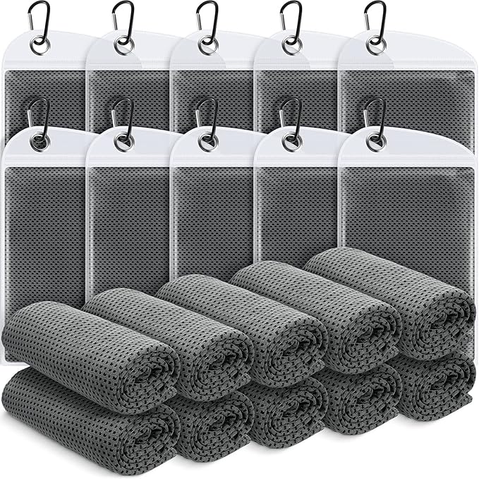 20 Pcs Cooling Towel 40" x 12" Ice Towel for Neck and Face Microfiber Chilly with Bag Breathable Yoga Gym Stay Cool Towels Sweat Rag for Workout Running Camping Pilates Beach Accessories (Dark Gray)