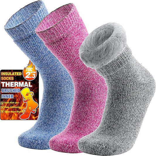 3 Pairs Warm Thermal Socks for Women & Men Winter Ski Thick Boot Insulated Socks for Cold Weather