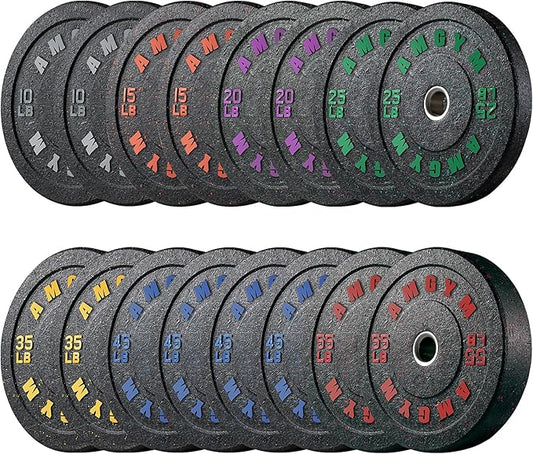 2 Inch Bumper Plates，10-500lbs，Barbell Rubber Olympic Weight Plates Set for Home Gym, Strength Training & Weight Lifting, Multiple Options Colors