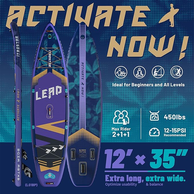 Lead 11‘ x 33" / 12’×35" Inflatable Stand Up Paddle Board - Premium SUP Board Kit - Ultra Stable Paddleboard for Adults & Youth - All Skill Levels - for Lakes, Oceans