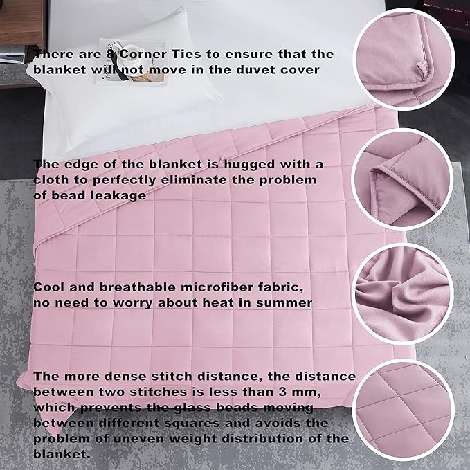 L'AGRATY Weighted Blanket - 88"x104" 25lbs Cooling Breathable Heavy Blanket Microfiber Material with Glass Beads for Adult All-Season Summer Fall Winter Soft Thick Comfort