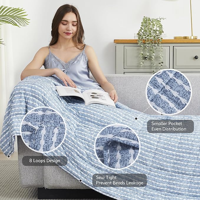 L'AGRATY Weighted Blanket - 48"x72" 20lbs Cooling Breathable Heavy Blanket Microfiber Material with Glass Beads for Adult All-Season Summer Fall Winter Soft Thick Comfort