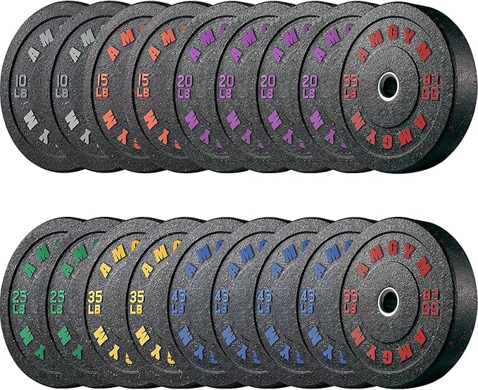 2 Inch Bumper Plates，10-500lbs，Barbell Rubber Olympic Weight Plates Set for Home Gym, Strength Training & Weight Lifting, Multiple Options Colors