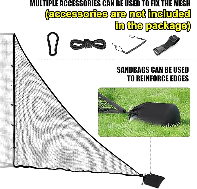 1/2PCS Golf Shank Net Attachment for Golf Hitting Nets with Sandbag, 7 * 7FT/7 * 10FT Golf Barrier Side Net,Golf Practice Hitting Net Barrier Net for Golf, Baseball, Hockey, Soccer (Black/Red