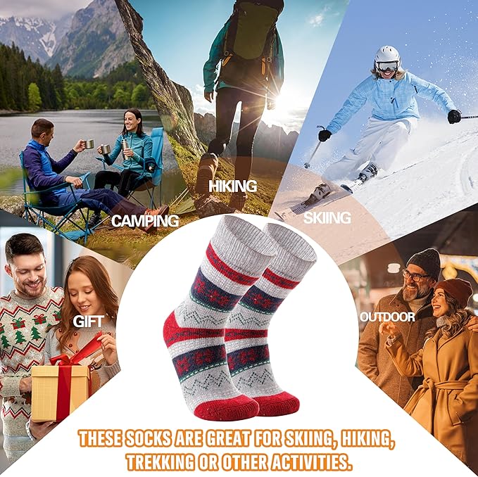 3 Pairs Warm Thermal Socks for Women & Men Winter Ski Thick Boot Insulated Socks for Cold Weather