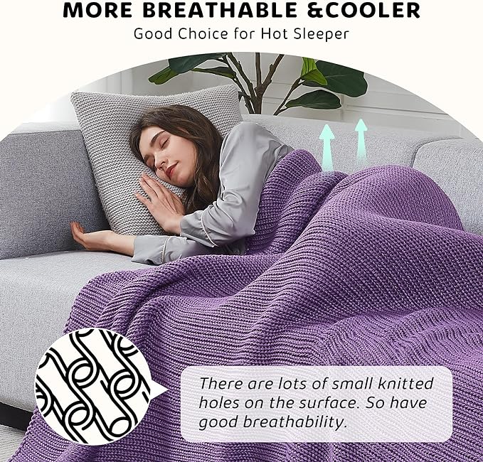 L'AGRATY Knitted Weighted Blanket - 50"x60" 10lbs Cooling Chunky Knit Heavy Blanket for Adults Braided Crochet Throw Thick Cable Yarn Knit Decorative No Beads Evenly Weighted Machine Washable