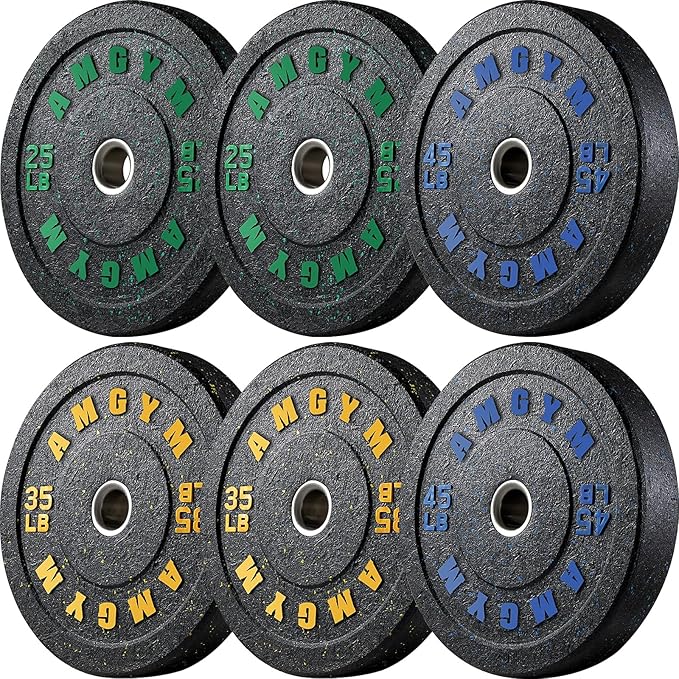 2 Inch Bumper Plates，10-500lbs，Barbell Rubber Olympic Weight Plates Set for Home Gym, Strength Training & Weight Lifting, Multiple Options Colors