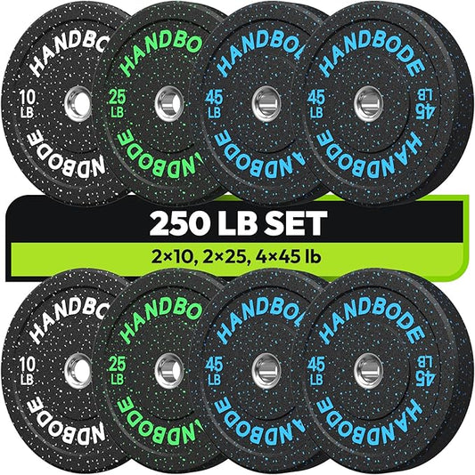 2-Inch Bumper Plates High Bounce, Olympic Weight Plate Set 45/100/160/190/260/300lb, Barbell Weight Plates Set for Home Gym, Colored Weights Rubber Strength Training Plate for Weight Lifting