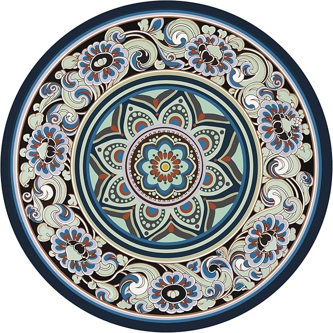 Knsbk Large Round Yoga Mat 4.6'X3.5mm for Exercise Premium Extra Thick, Ultra Comfortable, Non Slip, Meditation Mat