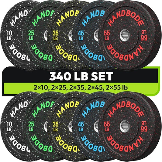2-Inch Bumper Plates High Bounce, Olympic Weight Plate Set 45/100/160/190/260/300lb, Barbell Weight Plates Set for Home Gym, Colored Weights Rubber Strength Training Plate for Weight Lifting