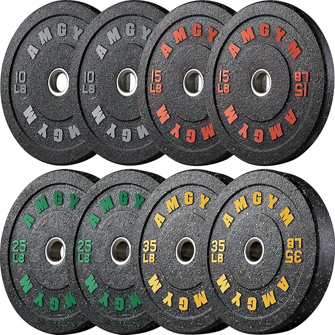 2 Inch Bumper Plates，10-500lbs，Barbell Rubber Olympic Weight Plates Set for Home Gym, Strength Training & Weight Lifting, Multiple Options Colors