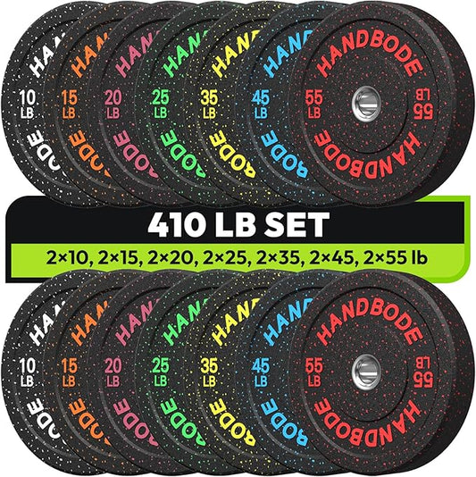 2-Inch Bumper Plates High Bounce, Olympic Weight Plate Set 45/100/160/190/260/300lb, Barbell Weight Plates Set for Home Gym, Colored Weights Rubber Strength Training Plate for Weight Lifting