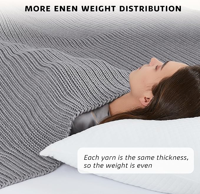 L'AGRATY Knitted Weighted Blanket - 60"x80" 15lbs Cooling Chunky Knit Heavy Blanket for Adults Braided Crochet Throw Thick Cable Yarn Knit Decorative No Beads Evenly Weighted Machine Washable