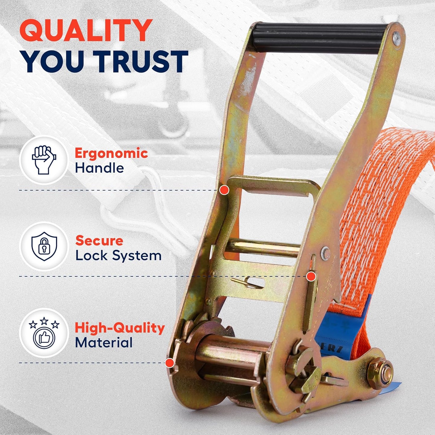 Heavy Duty Ratchet Straps 2 inch x 27 ft - 6600 Lb Breaking Strength Tie Downs Ratchet Straps with Double Wire J Hooks for Truck and Trailer