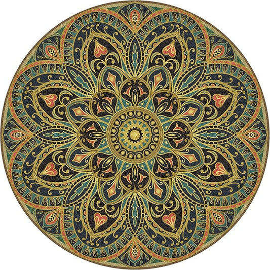 Knsbk Large Round Yoga Mat 4.6'X3.5mm for Exercise Premium Extra Thick, Ultra Comfortable, Non Slip, Meditation Mat